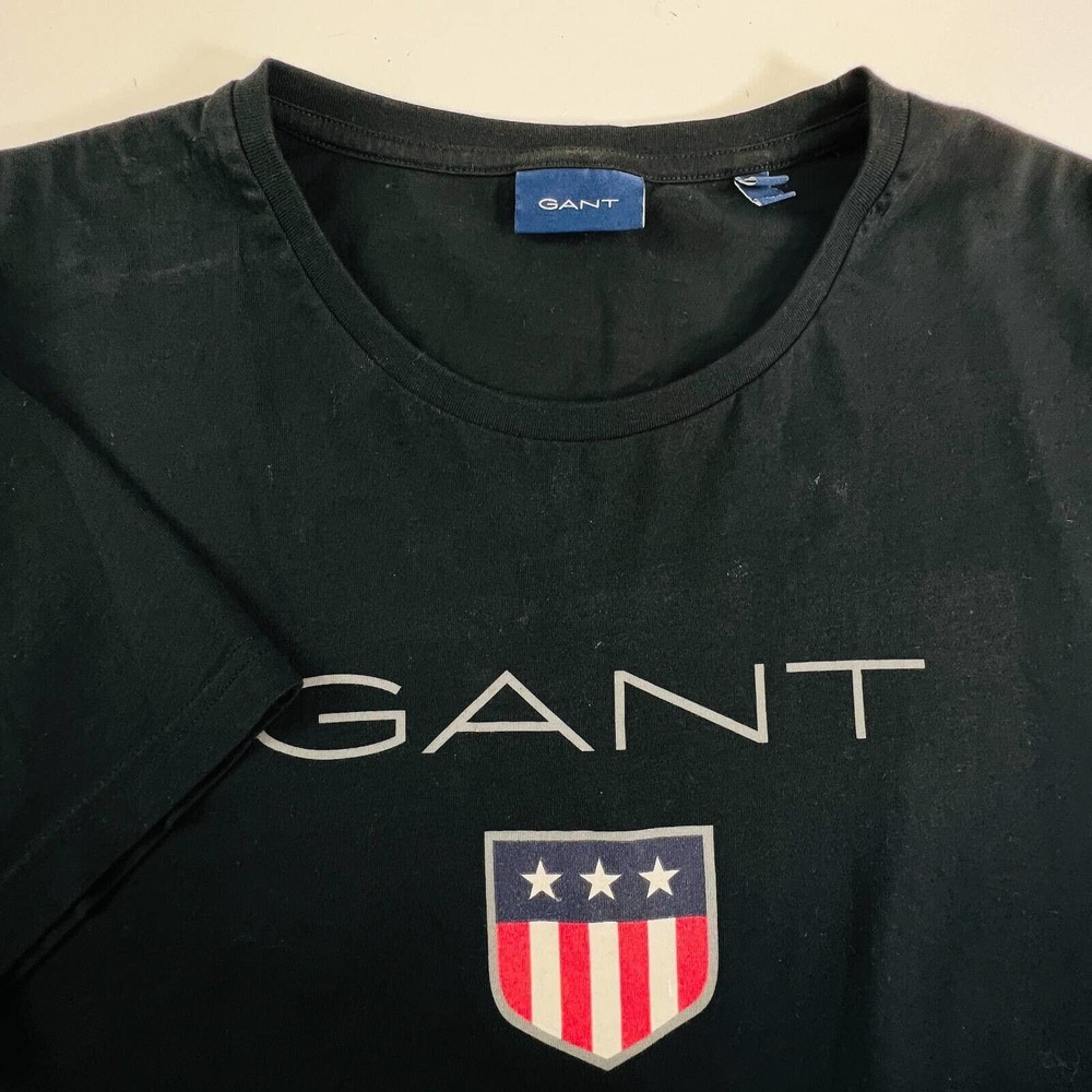 Gant Mens Graphic T-Shirt Black Short Sleeve Cotton Crew Neck L